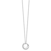 Sophia Jewelers Sterling Silver Diamond Circle Necklace with Polished Rhodium Finish